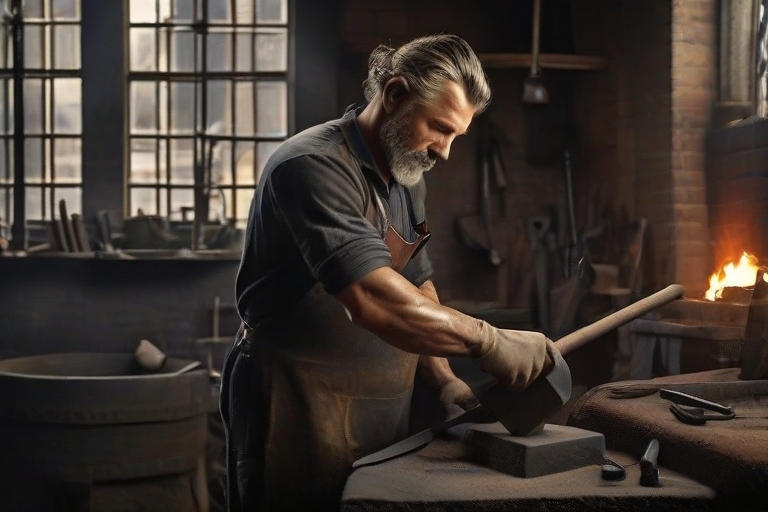 Leonardo_Diffusion_XL_Photo_luxe_blacksmith_working_with_hamme_0