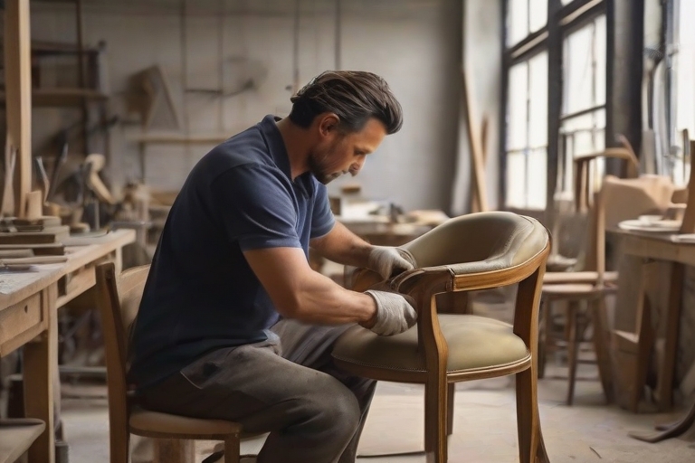 Leonardo_Diffusion_XL_Photo_luxe_man_upholsterer_making_a_chai_0